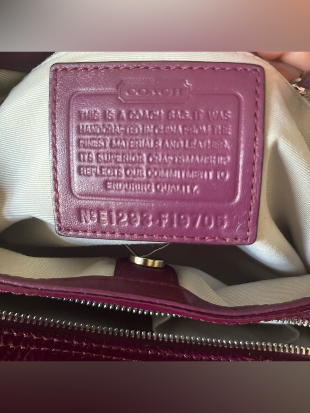 NWOT Coach soho fuchsia, plum pattern, leather shoulder bag F19705 - Picture 9 of 14